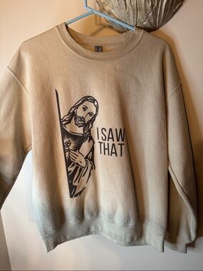 Graphic Sweatshirt "I Saw That" in Beige